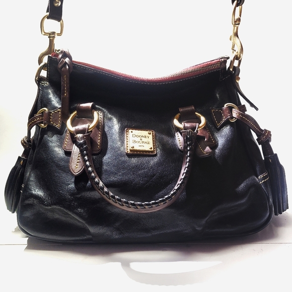 Dooney & bourke stanwhich satchel handbag purse black  florentine leathe… - Picture 1 of 7